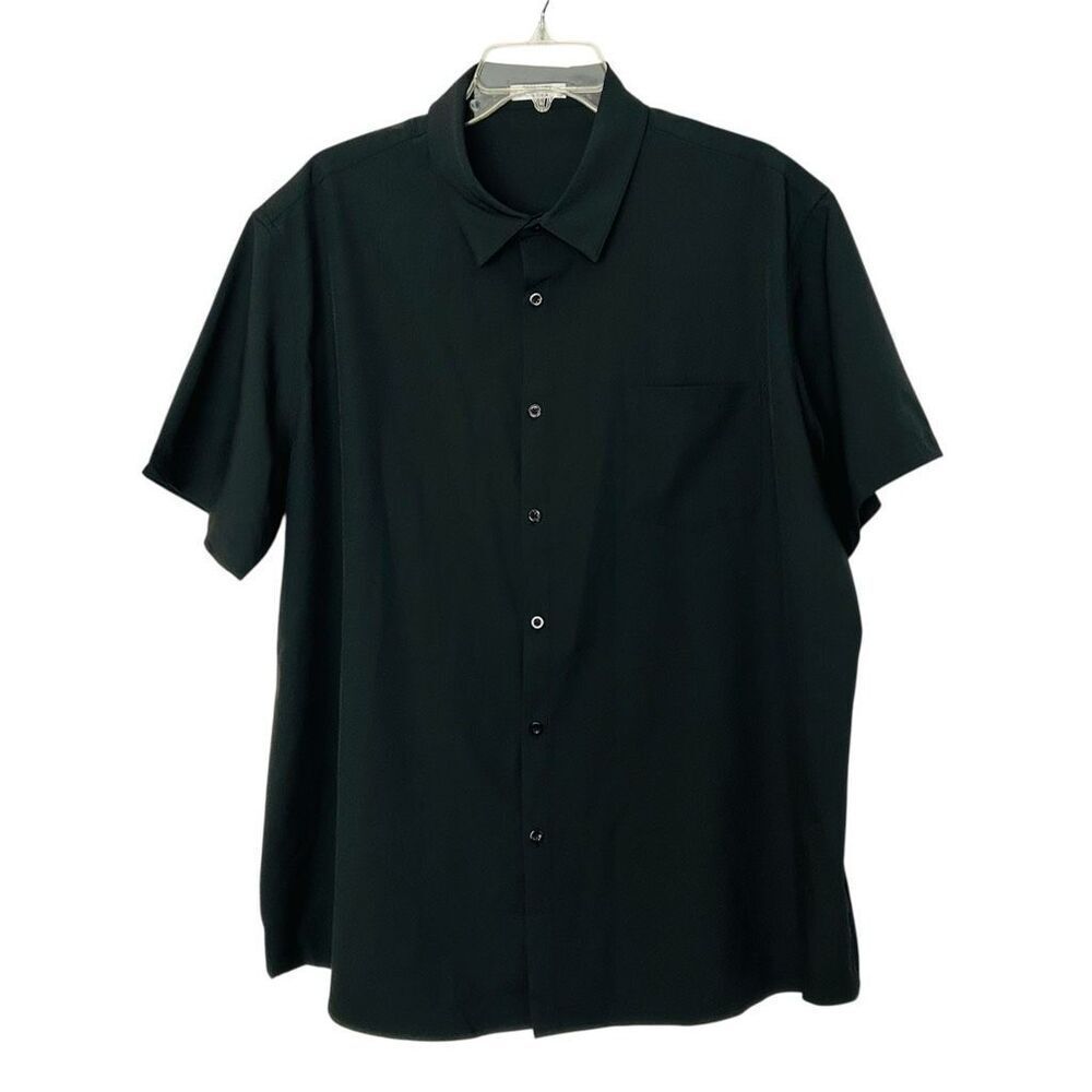 Coofandy Men’s Black Graph Check Button Front Short Sleeve Shirt XXL